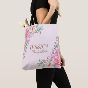 Blommigt Rosa bröllop Tygkasse