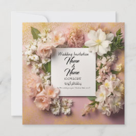 Blommigt rosa bröllopsinbjudan inbjudningar