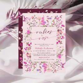 Blommigt Rosa Butterfly Möhippa Inbjudningar