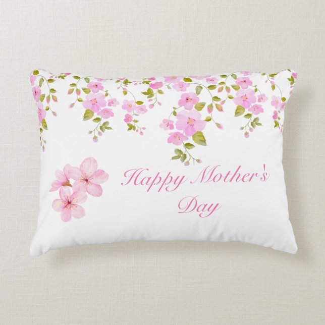 Blommigt Rosa Cherry Blommar Anpassningsbar Prydnadskudde (Framsidan)