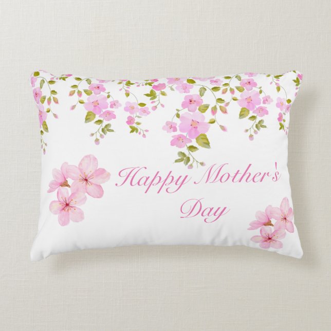 Blommigt Rosa Cherry Blommar Anpassningsbar Prydnadskudde (Framsidan)