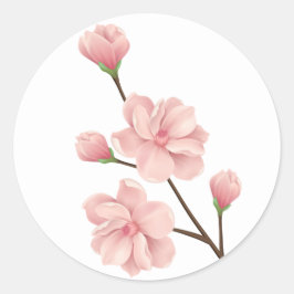 Blommigt Rosa Cherry Blommar Flowers Bröllopsfest Runt Klistermärke