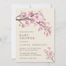 Blommigt Rosa Cherry Blommar Girl Baby Shower