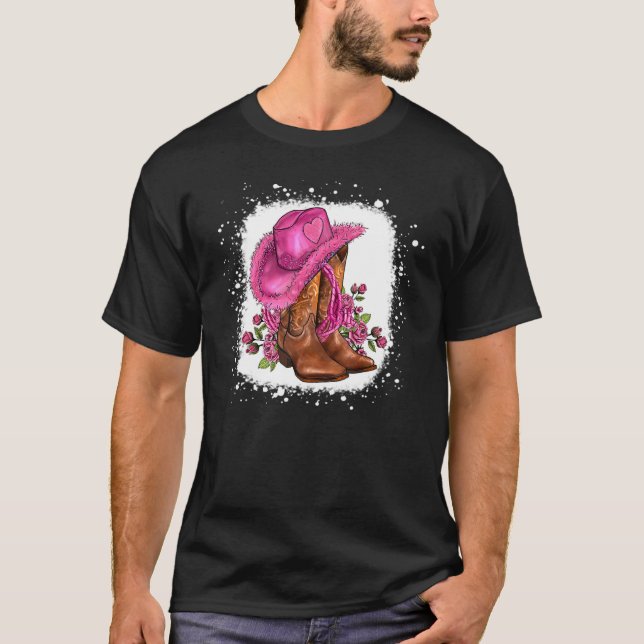 Blommigt Rosa Cowgirl Boots and Hat Valentiness We T Shirt (Framsida)