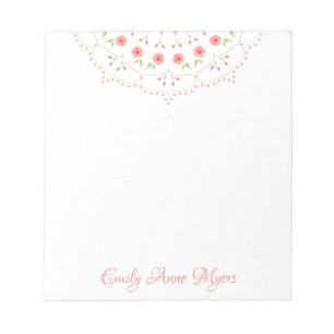 Blommigt Rosa Cute Minimalist Chic Mandala Mönster Anteckningsblock