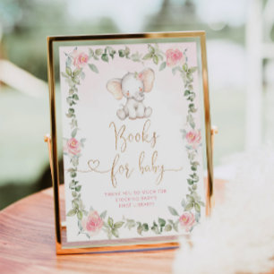 Blommigt rosa elefant Bokar för baby Poster