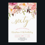 Blommigt Rosa Elegant 60:e födelsedagen Kvinnor Inbjudningar<br><div class="desc">Blommigt Rosa Elegant 60:e födelsedagen Kvinnor</div>