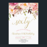Blommigt Rosa Elegant 60:e födelsedagen Kvinnor Inbjudningar<br><div class="desc">Blommigt Rosa Elegant 60:e födelsedagen Kvinnor</div>