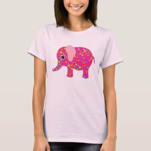Blommigt Rosa Elephant Neon Blue Raglan Småbarn Te T-shirt