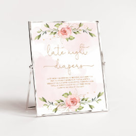 Blommigt  rosa eucalyptus Längre nattblöjor Poster