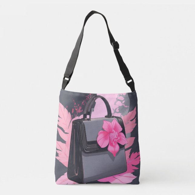 Blommigt Rosa Explosion Purse AI art Axelväska (Baksida)