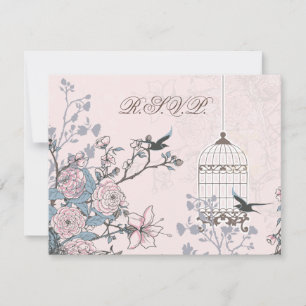 blommigt rosa fågelburar, love birds OSA Kort