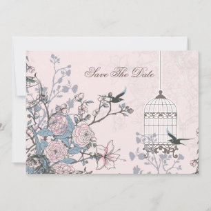 blommigt rosa fågelburs, love birds sparat datumet spara datumet