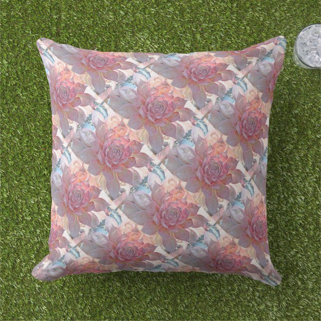 BLOMMIGT/ROSA FÄRG KUDDE (Gräs)