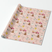 Blommigt Rosa Farm/ Barnyard Children Gift Wrap