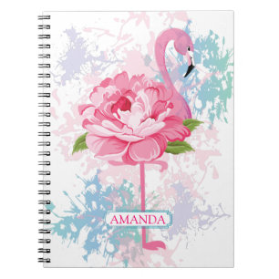 Blommigt Rosa flamingo design Personlig Anteckningsbok