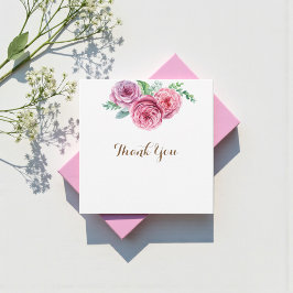 Blommigt Rosa Flowers White Chic Tack Anteckningskort