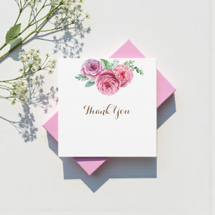 Blommigt Rosa Flowers White Chic Tack Anteckningskort