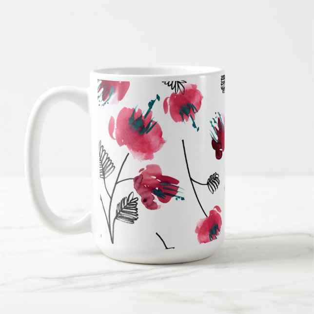 Blommigt Rosa Flowers Wrap-68881 Kaffemugg (Vänster)