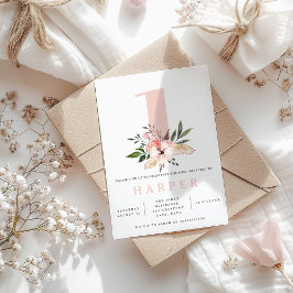 blommigt rosa födelsedagsfest fotoinbjudan inbjudningar