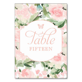Blommigt  Rosa för vattenfärg Bordsnummer