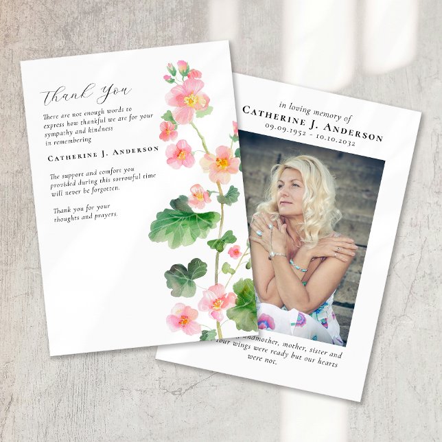 Blommigt Rosa Fotosympati för funktionsfel Tack Kort (Skapare uppladdad)