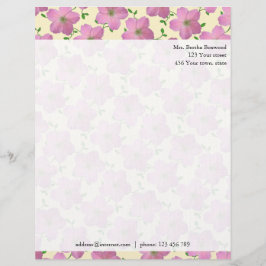 Blommigt Rosa Garden Flowers Photo Anpassningsbar Brevhuvud