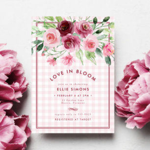 Blommigt Rosa Gingham Kärlek i Bloom Möhippa