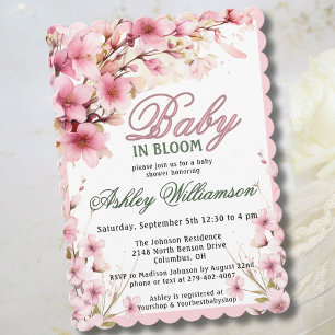 Blommigt Rosa Girl Baby i Bloom Watercolor Julkort