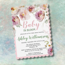 Blommigt Rosa Girl Baby i Bloom Watercolor