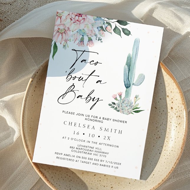 Blommigt Rosa Girls Taco Bout A Baby Baby Shower Inbjudningar (Taco 'bout a Baby Baby Shower Invitation baby Girl, Fiesta Baby Shower Invitation, Pink Floral )