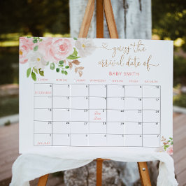 Blommigt  rosa Gissa förfallodatumkalender Poster