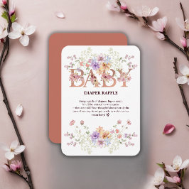 Blommigt Rosa Glitter Baby Monogram Baby Shower fö Tilläggskort