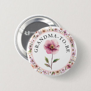 Blommigt Rosa Grandma to be Button - Dusty Wildflo Knapp