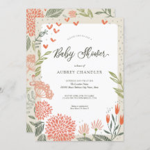 Blommigt Rosa Greenery Baby Shower