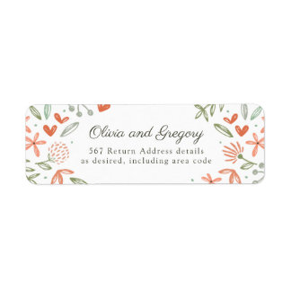 Blommigt Rosa Grey Return-adressetikett Returadress Etikett