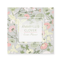 Blommigt Rosa Grönt Grått Mönster