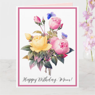 Blommigt Rosa Gul ros Lila Butterfly Kort