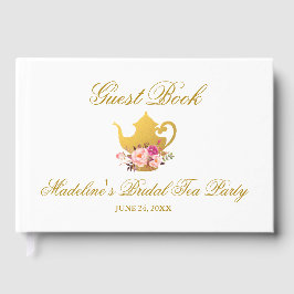 Blommigt Rosa Guld Möhippa Tea Party Gästböcker