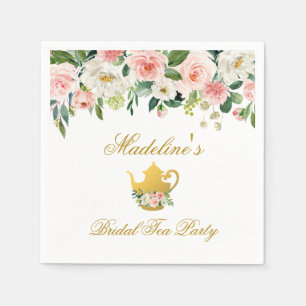 Blommigt Rosa Guld Möhippa Tea Party Pappersservett