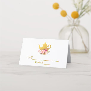 Blommigt Rosa Guld Möhippa Tea Party Placeringskort