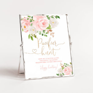 Blommigt  rosa guld Nappar jakt Poster