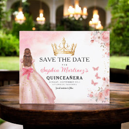 Blommigt Rosa Guld Princess Birthday Quinceanera Flygblad