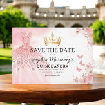 Blommigt Rosa Guld Princess Birthday Quinceanera Spara Datumet<br><div class="desc">Fira i stil med inbjudan till Blommigt Rosa och Guld prinsessan Birthday Quinceañera. Den här eleganten har mjuka blommigtar i rosa parade med lyxfyllda accenter i guld, perfekt för ett vanligt och minnesvärt 15-årsfirande. Inbjudan är ett tecken på nåd och sofistikering, passande för prinsessan. Den känsliga blommigten och skuggningen av...</div>