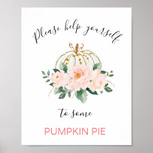 Blommigt Rosa Guld Pumpkin Födelsedagsfest Sign Poster
