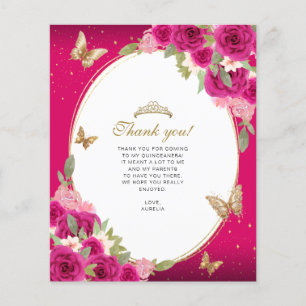 Blommigt Rosa Guld Tiara Butterfly Quinceañera Pho