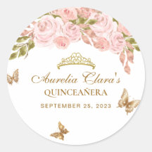 Blommigt  Rosa Guld Tiara Butterfly Quinceañera