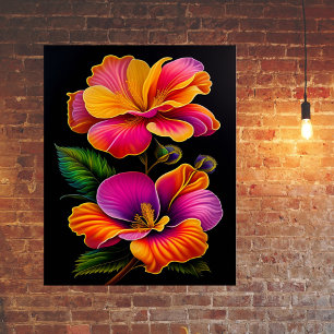 Blommigt Rosa Gult Botanisk illustration Poster
