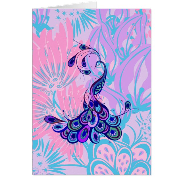 blommigt rosa hälsningskort (Framsidan)