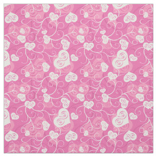 Blommigt Rosa Heart Valentines Mönster Tyg